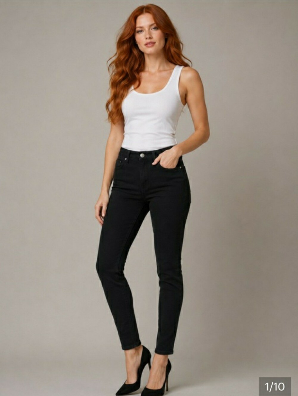 1822 Denim Black Skinny Stretch Jeans Size 6/28